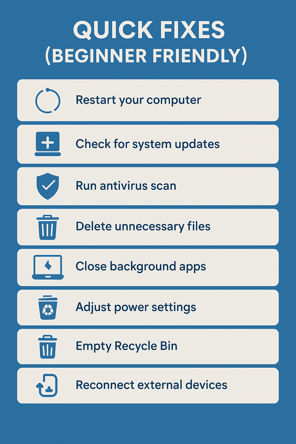 Quick Fixes (Beginner Friendly)