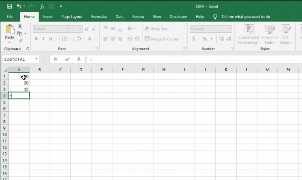 SUM Function in Excel