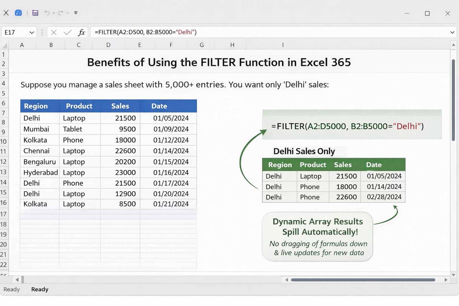 FILTER Function in Excel (Dynamic Arrays)