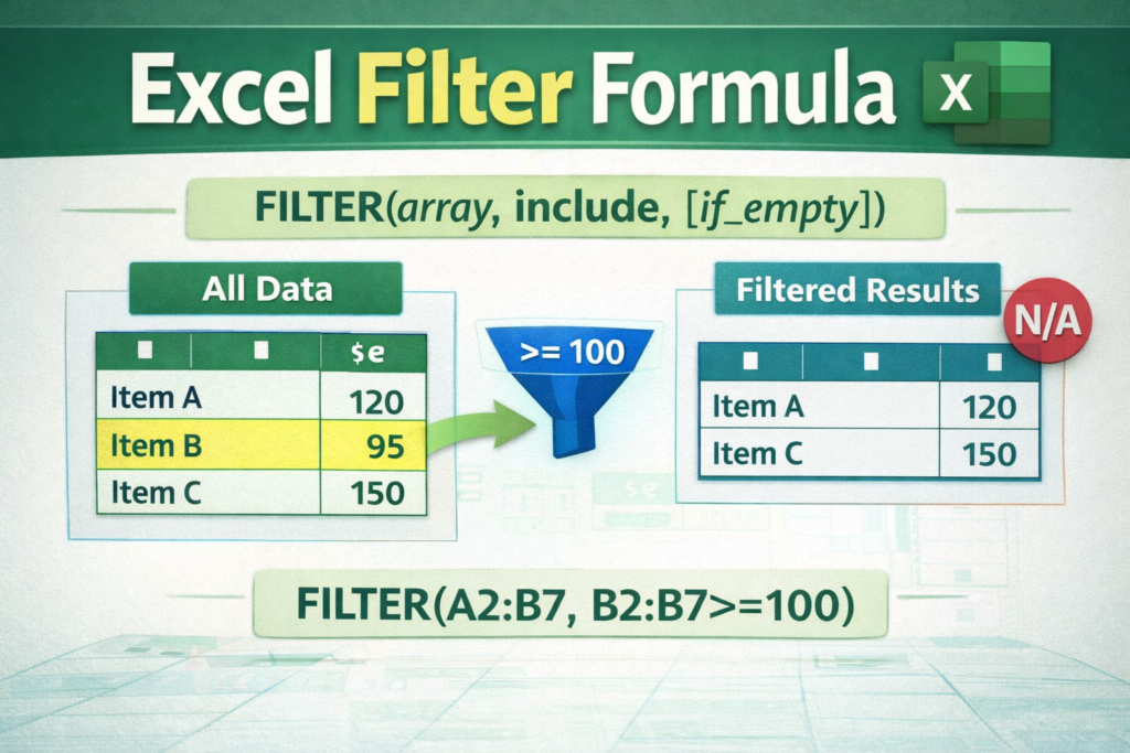 Excel filter formula