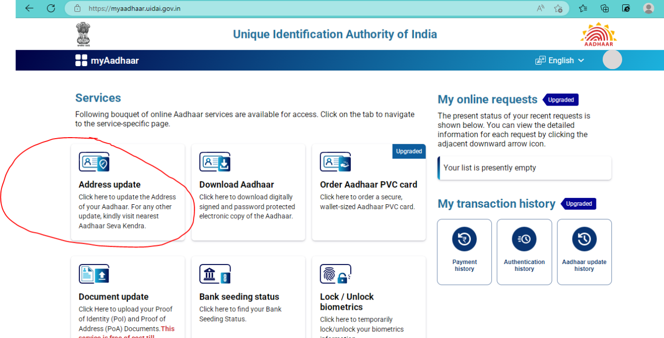 Update Address Online